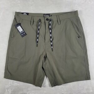 Sullen Verano Hybrid Walk Shorts Men's 36 Green Casual Drawstrings Outdoors NWT‎